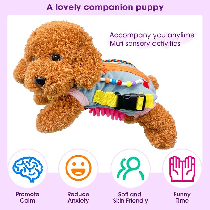 Fidget Dog Blanket for Dementia & Alzheimer’s|Dementia Activities for Seniors|Anxiety & Stress Relief|Sensory Activities for Elderly with Alzheimer’s or Dementia