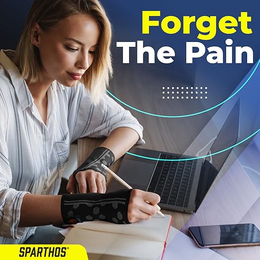 Sparthos Wrist Support Sleeves (Pair) – Compression Wrist Brace for Men and Women - Carpal Tunnel Tendonitis Arthritis Pain Relief Wrist Pain Strains Sprains Bursitis Improve Circulation (Black-L)