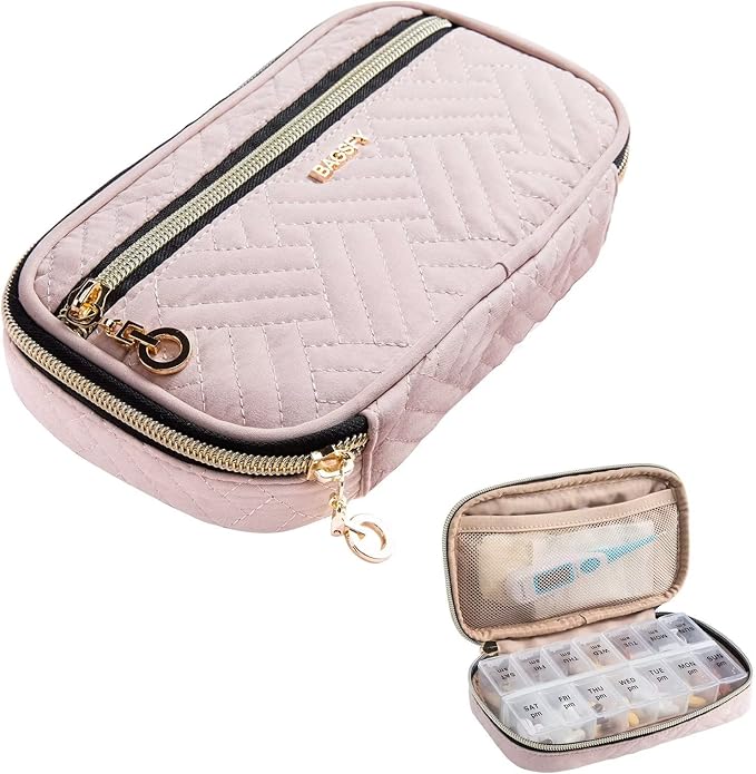 BAGSFY Pill Organizer Case 2 Times a Day- Weekly Medicine Organizer Travel Pill Box with Removable 7 Day Medicine Case Container for Fish Oil, Vitamin, Supplement