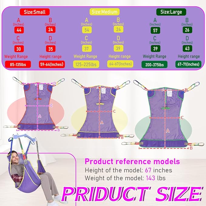 500lbs Mesh Full Body Sling for Lift - Patient Transfer Sling with Wide Pads for Elderly & Disabled,Compatible and Multi-Scene Transfer