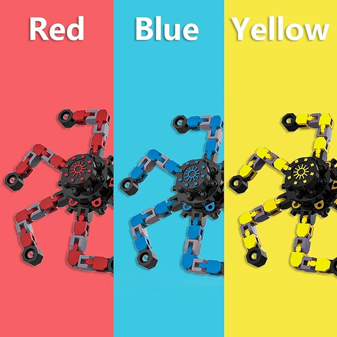 Transformable Fidget Spinners,3PCS Funny Sensory Fidget Toys Adults Deformable Chain DIY Robot Spinner,Fingertip Stress Relief Gyro Toy Party Favors Stocking Stuffers for Kids(Style-2)