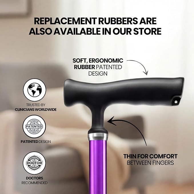Allay Walking Canes for Men & Women - Adjustable Canes for Women for Stability, Self Standing Wide Quad Pivot Base, Light Weight, Soft Handle Grip and Travel Bag, Walking Sticks for Seniors