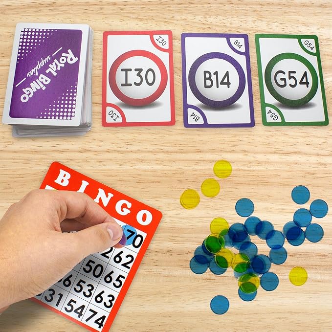 Royal Bingo Regular Calling Cards - Pack of 81 - High Visibility Font, 3.5" x 2.5" per Card-Replacement for Raffle and Balls