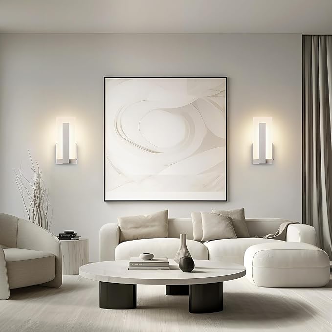 Joosenhouse Modern LED Wall Sconces, Set of Two, 5CCT Dimmable Hardwired Wall Mounted Lights, 9.76 Inch Brushed Nickel Indoor Fixtures for Hallway, Bedroom, Study, Living Room, ETL Listed