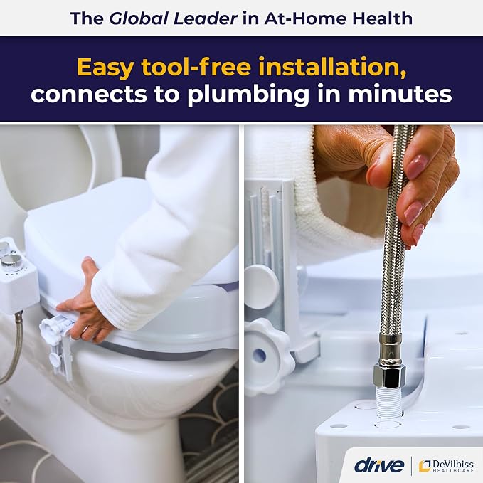 Drive Medical PreserveTech Raised Toilet Seat with Bidet, Ambient Water | Raised Toilet Seat with Bidet Offers Ambient Water Spray for Comfort and Everyday Bathroom Use for Adults