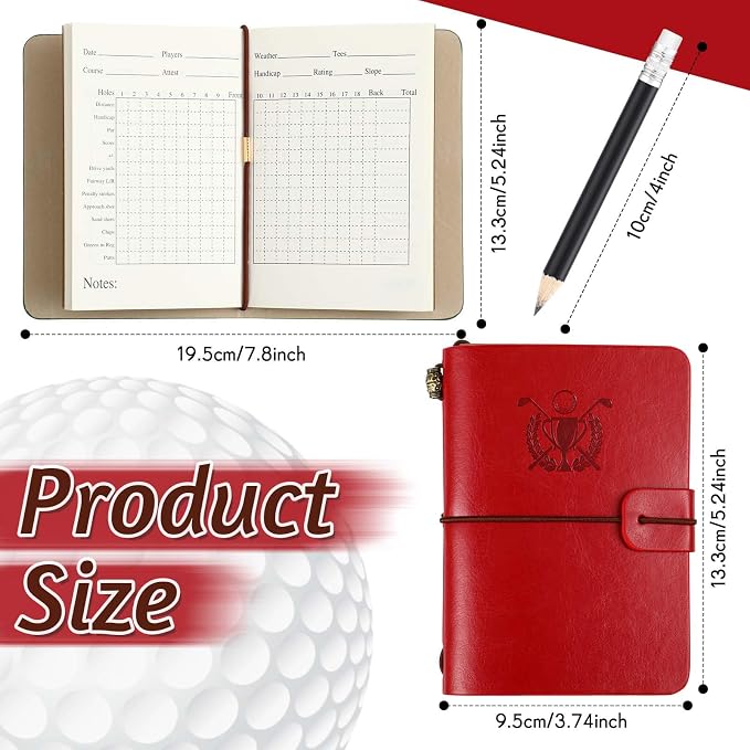 Yexiya Golf Scorecard Book with Pencil, Leather Golf Journal Scorecard Holder Accessories Notebook Log Pocket Score Cart Book Gift for Men Golfers, Sports and Outdoor Club Accessories
