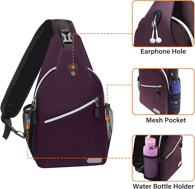 MOSISO Small Sling Bag for Men, Crossbody Shoulder Chest Daypack Bag | Sling Backpack for Casual Travel Hiking