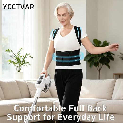 Back Brace Posture Corrector for Seniors Women and Men Upgraded Dynamic Traction Correction System Adjustable Shoulder Support Straightener Helps Reduce Upper Lower Back Pain Suitable for Hump Scoliosis Black Small