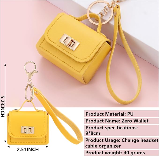 Liliaafar 8 Pcs Mini Backpack Keychain Mini Coin Purses for Women Cute PU Leather Makeup Bag with Keychain, Multi Pocket Card Holder Cable Organizer Giftable Zipper Pouch (Cute)