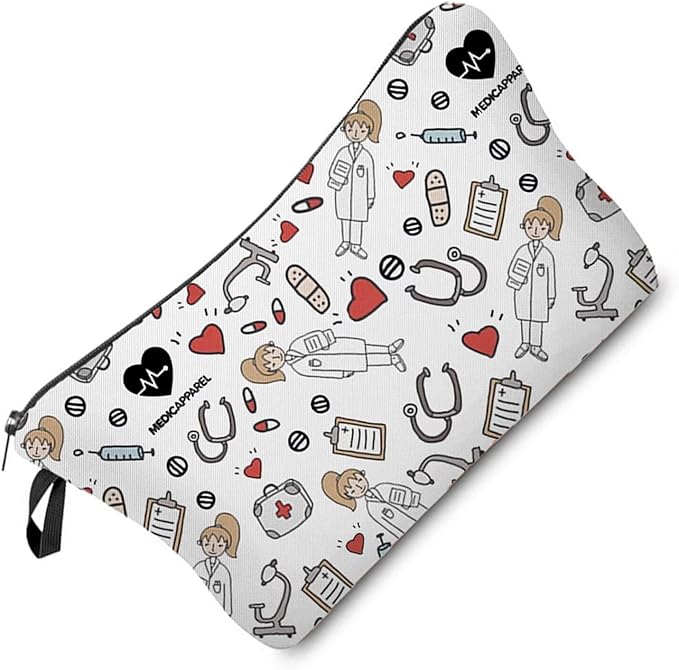 Livel lhood Nurse Medical Supplies Small Makeup Zipper Bag | Nurse Medical Supplies Printed Cosmetic Organizer Pouch, Medical Theme Gift for Women Friends