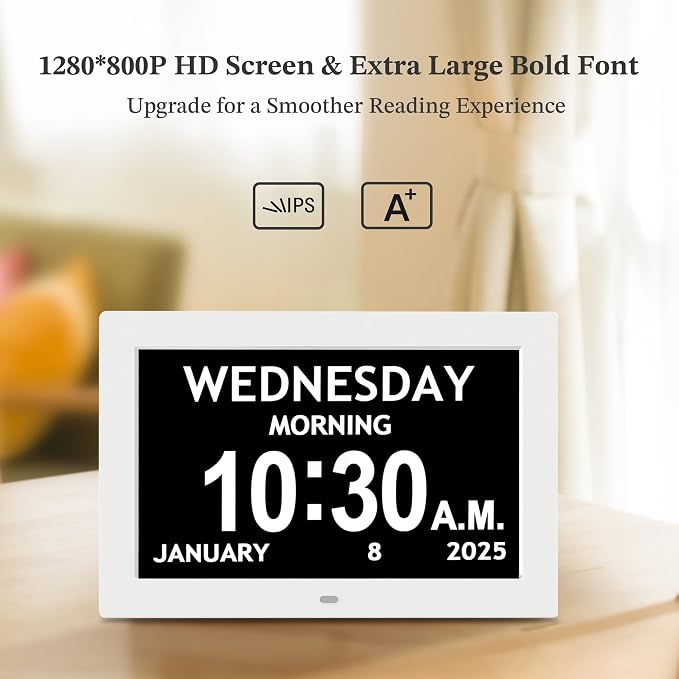 10.1'' Digital Clock, Extra Large Display Digital Clock with Date and Time | 1280*800P HD, Auto DST, Easy Setup 10 Reminders & 6 Alarms, Remote, Wall Desk Mountable, Gifts for Alzheimer Dementia Elderly