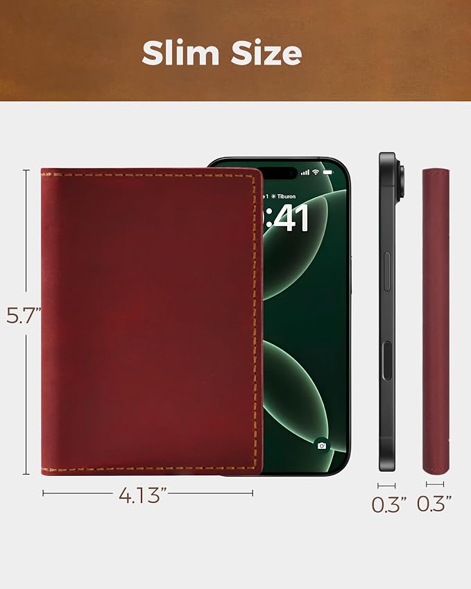 Passport Holder for Travel, Genuine Leather Passport Wallet Cover Case with Airtag Slot, RFID Blocking, for Women Men, Travel Essentials Gift, Red