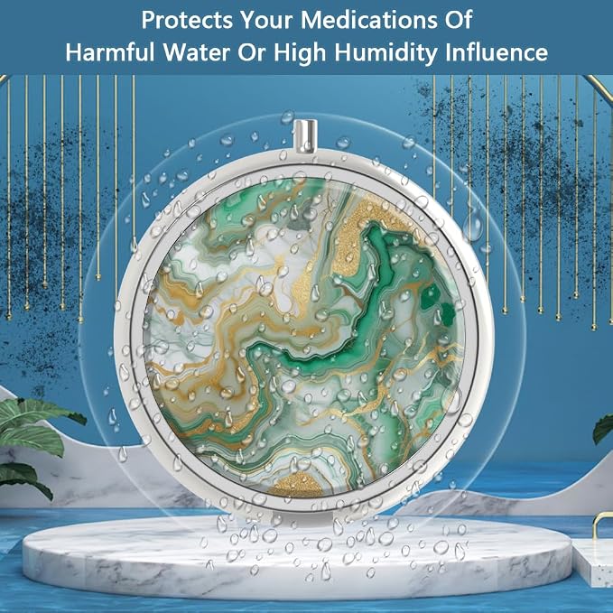 Pill Box 3 Compartment Medicine Pill Case,Portable Pill Box for Pocket or Purse Pill Box Decorative Metal Medicine Vitamin Organizer Unique Gift(4PCS)…