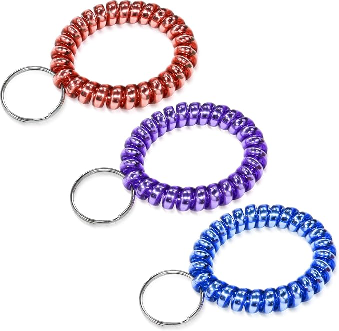 Spiral Coil Keychain, Anti-lost Key Chain Holder Lanyard Cord for Sauna Outdoor Sports and Gym Pool