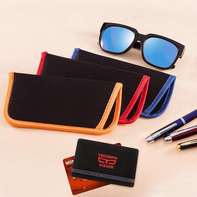 TRIUMPH VISION 3 Pack Reading Glasses Pouch Soft Case Eyeglass Sleeve Slim | Alternative to Bulky Case in bag, Lightweight Lined Padded Protect Optical lens Slip in, Cute Pattern Portable for Daily Use