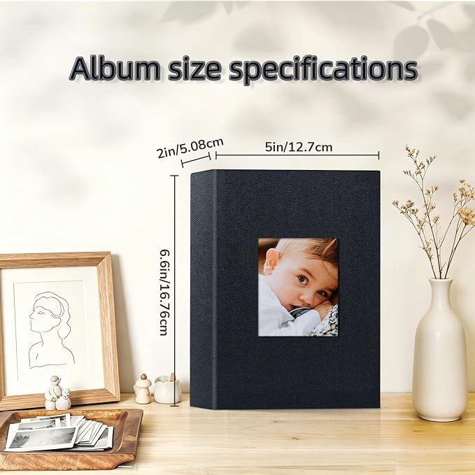 popotop Photo Album 4x6-100 Photos Photo Books with 100 Vertical Pockets,Linen Cover Albums for Family Wedding Anniversary Baby Vacation Pictures