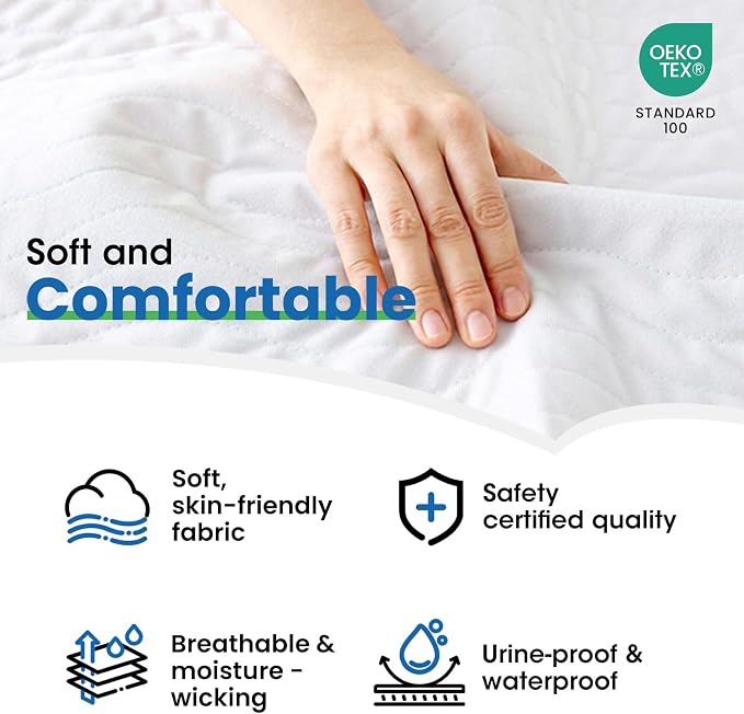 Chuck Pads Washable - 34"x52"(Pack of 4) White - Reusable Bed Underpads for Adults - Chux Pads for Incontinence - Heavy Absorbency Waterproof Mattress Protector for Elderly, Bedwetting
