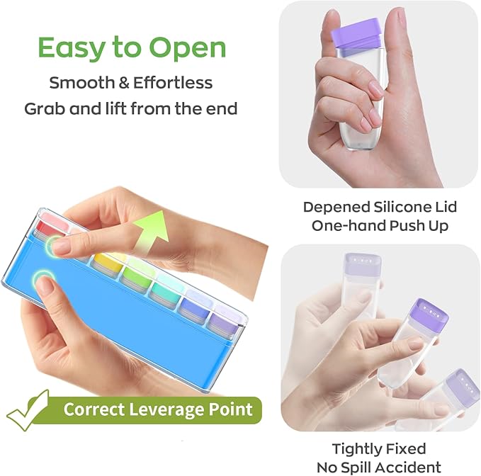 Weekly Pill Organizer 1 Time a Day, HIONXMGA Detachable Travel Pill Box 7 Day, Large Medicine Pill Case Container for Daily Medication Vitamin Supplement Fish Oil, Portable Week Pills Holder, Blue