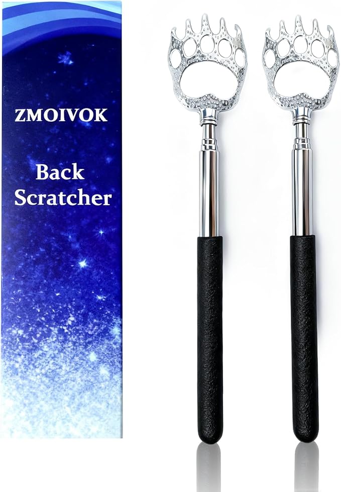 2 Pcs Back Scratcher Extendable,Metal Bear Claws Back Scratchers | Backscratche for Men, Women,Adults,Christmas Stocking Stuffers (Black)