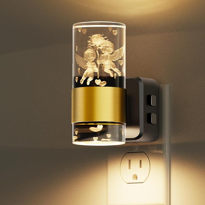 L LOHAS LED Night Lights Plug into Wall, Dusk to Dawn Sensor Nightlight | 9 Colors Changing, Adjustable Brightness, Acrylic Decorative Night Lights for Bathroom, Wedding, Birthday Gift