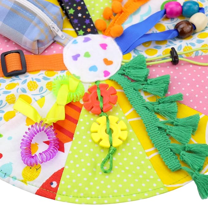 rainbowstar Fidget Blanket for Adults with Alzheimer‘s, Dementia & Autism - Sensory Stimulation & Anxiety Relief Activity Mat for Busy Hands