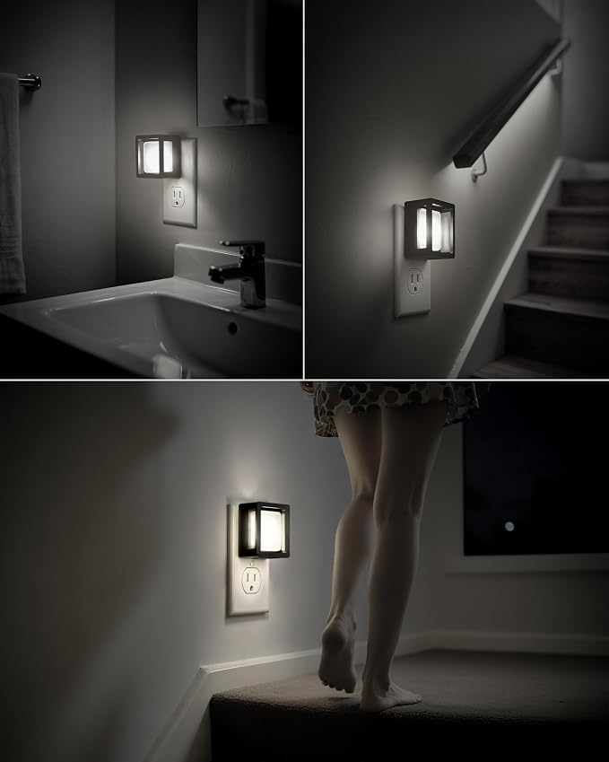 LED Night Light, Night Lights Plug Into Wall [2 Pack] with Dusk-to-Dawn Sensor, Dimmable Nightlights, Adjustable Brightness for Bathroom, Hallway,Toilet