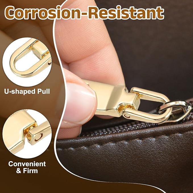 uxcell 10pcs Zipper Pull, 1.5 Inch Zinc Alloy Zip Puller Zipper Pull Replacement Sewing Zippers Tapes for Luggage Clothing Jackets Backpacks Boots, Gold