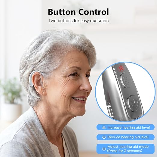 Samildanach OTC Hearing Aids for Seniors, Rechargeable Hearing Amplifiers, 3 Environment Mode and 4 Volume, Button Controls and Noise Reduction, Standby 90h and Auto-On/Off, Comfortable In-Ear Design