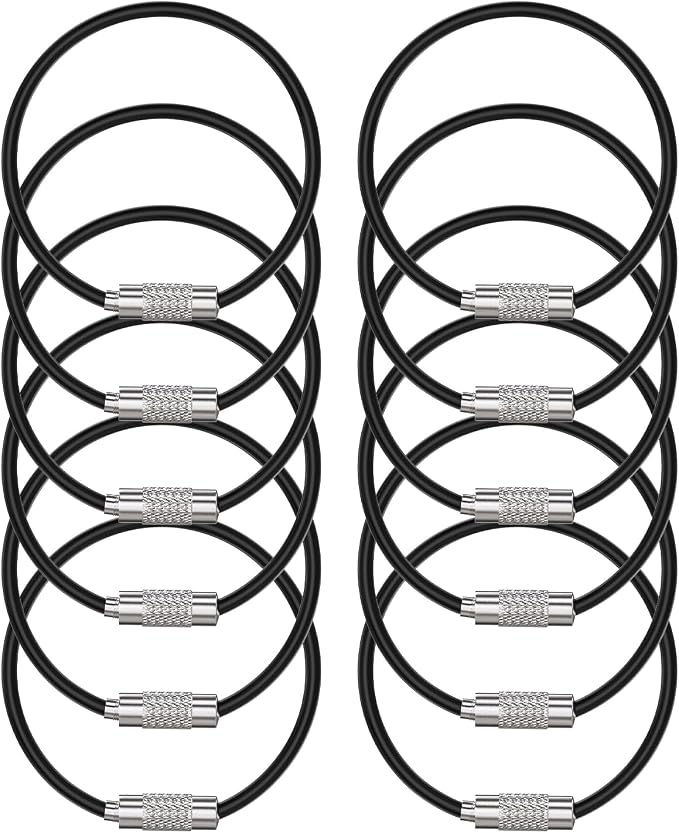 Uniclife 4 Inch Wire Keychain Cable Heavy Duty Stainless Steel Key Ring | Large Holder for Luggage Tag Keeper Travel, 1.8 mm Braided, 4.8 Inch Length, 1.6 Diameter, 80 lbs Hold, Corrosion Resistant