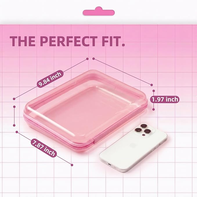 CoiiJoii 6Pcs Large Clear Hard Shell Zippered Case, Diaper Bag Organizing Pouches, Waterproof Cosmetic Bag, Kid's Toy Storage Organizer Bins, Pencil Case.