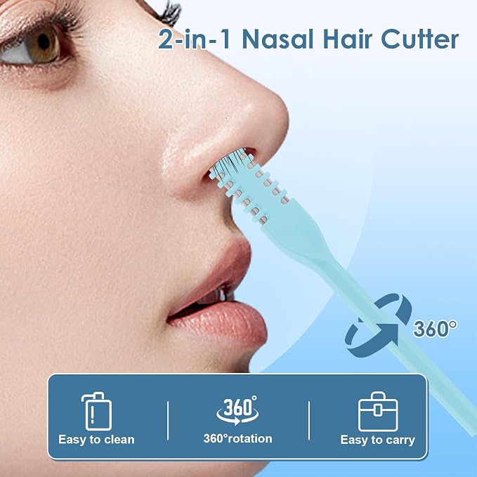 10Pcs 2-in-1 Nose Hair Trimmer, Nasal Hair Cutter, Double Sided Nose Hair Cutter, Portable 360° Rotating Manual Nose Hair Trimmer for Men and Women, Colorful