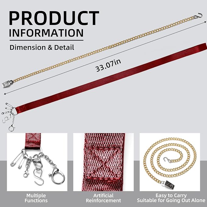 Lenporl Zipper Helper Pull for Dresses with 5 Hooks and Reinforced Design Zipper Helper with Detachable Clip Includes Bonus Metal Chain for Seniors and Pregnant Women (Claret)