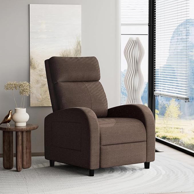 Homall Recliner Chair, Recliner Sofa Fabric for Adults, Brown Recliners | Home Theater Seating with Lumbar Support, Reclining Sofa Chair for Living Room