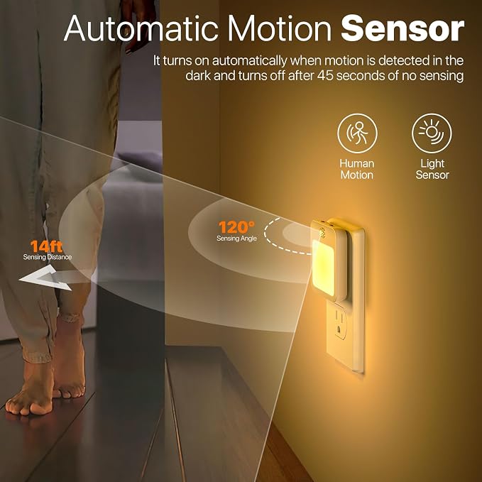 Night Light Plug into Wall, Dusk to Dawn Sensor LED Nightlight, Soft Warm White 3000K, Auto On/Off Night Lamp for Bedroom Bathroom Hallway Nursery, 1 Pack