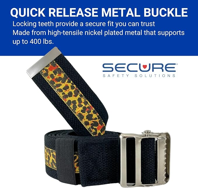 Secure Gait Belt for Seniors with Metal Buckle - Transfer and Walking Standing Aid Elderly, Physical Therapy, Nurses