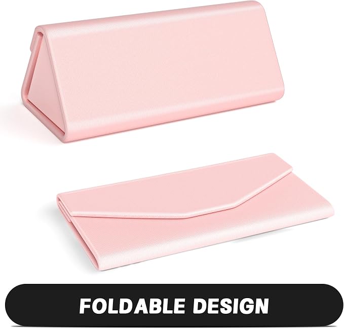 Sunglasses Case, Foldable Glasses Case, Magnetic PU Leather Hard Shell Folding Eyeglass Holder Box, Collapsible Unisex