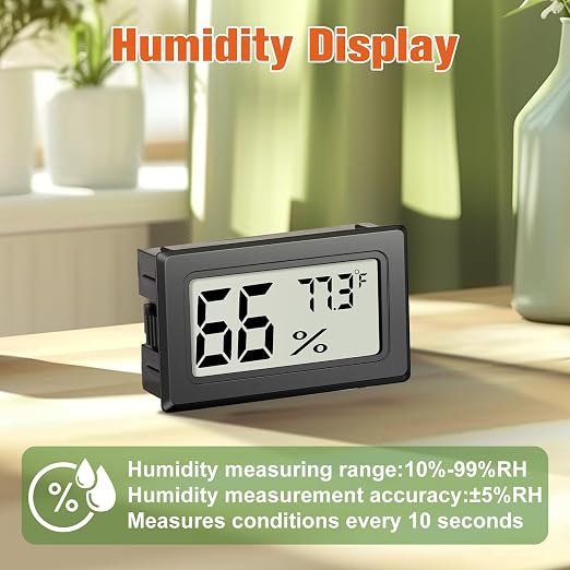 6 Pack Mini Hygrometer Indoor Humidity Meter, Digital Thermometer Monitor | Small Indoor Humidity Gauge Meter Fahrenheit (℉) for Thermostat Reptile Tank, Mason Jars JJMTDS