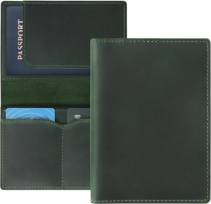 Jack&Chris Leather Passport Holder, Handmade Passport cover, Travel Wallet Cover Case for Men and Women, Leather Travel Documents Organizer Protector, JC107