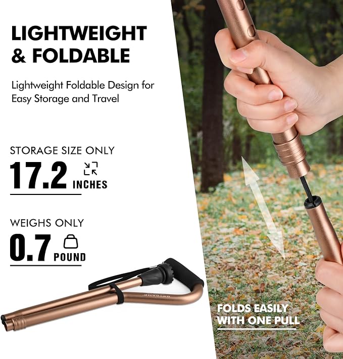 GPTCAMP Walking Cane and Walking Stick for Men Women,Lightweight Folding Canes with Offset Soft Cushioned Handle,Adjustable & Collapsible,Mobility & Leg Surgery Recovery