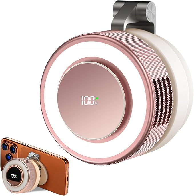 Portable Clip-On Fan, Mini USB Rechargeable 360° Rotatable Fan, Personal Fan 3-Speed Silent Mini Bladeless Fans (Pink-2000mAh)