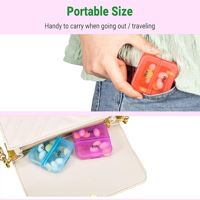 Zoksi Weekly Pill Organizer 2 Times a Day, Black 7 Day Am Pm Pill Box, Daily Am Pm Pill Organizer 7 Day, Portable Vitamin Pill Case, Weekly Pill Box for Fish Oils, Vitamin, Supplement