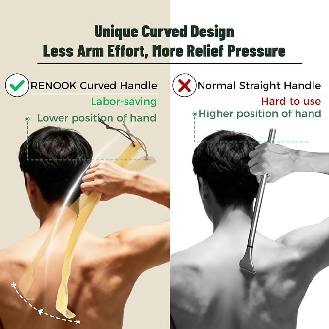 1 PCS Bamboo Back Scratcher,17" Long Cured Handle | Strong Sturdy Self-Massager Wooden Back Scratchers for Scratching Itches,Best Gift for Father's Day Pregnant Women&People