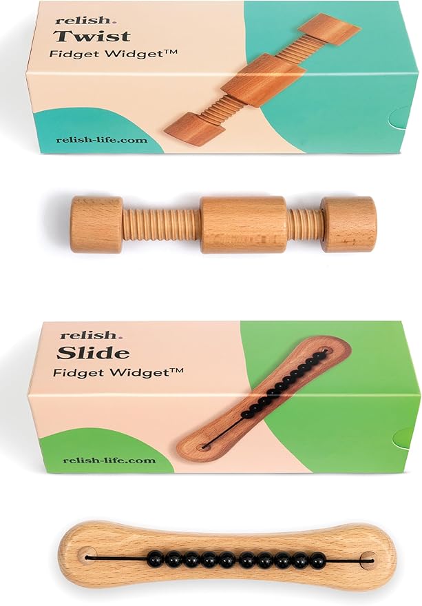 Relish - Fidget Toys, Fidget Widget Twin Pack Wooden Toy Set – Alzheimer's & Dementia Sensory Products, Activities for Elderly/Seniors