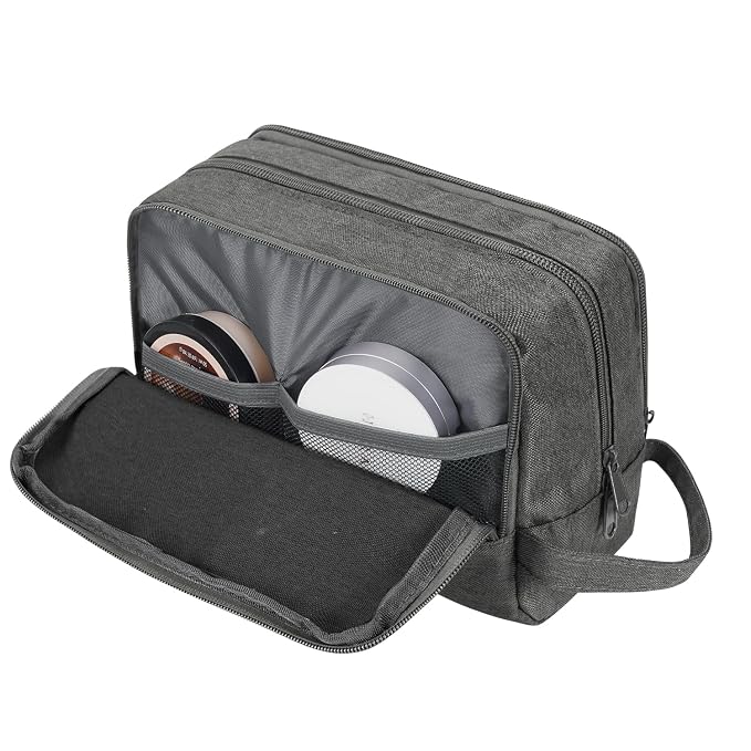 WANDF Travel Toiletry Bag for Men, Small Dopp Kit for Toiletries | Water-Resistant Fabric, Travel Bag for Toiletries, Compact Storage, Shaving Accessories, Weekend Trips