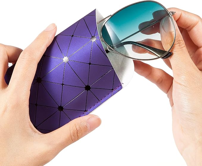 TRIUMPH VISION 3 Pack Reading Glasses Pouch Soft Case Eyeglass Sleeve Slim | Alternative to Bulky Case in bag, Lightweight Lined Padded Protect Optical lens Slip in, Cute Pattern Portable for Daily Use