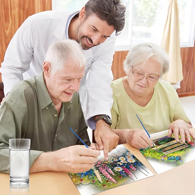 36Pcs Dementia Activities for Seniors,Reusable Water Coloring Set for Dementia Memories Activities, Adults Seniors Toys Games with Painting Brush Drawing Gifts (Garden)