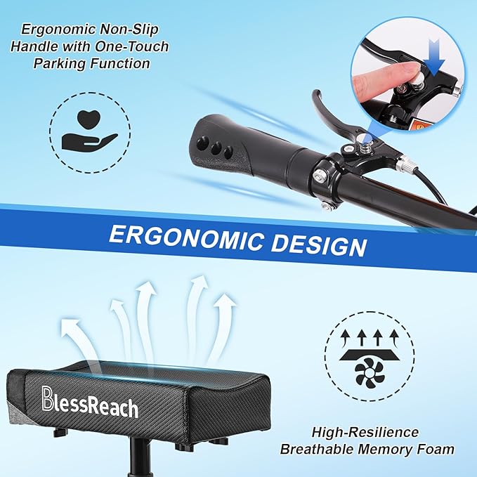 Knee Scooter Steerable Knee Walker Deluxe Medical Scooter for Foot Injuries Adult Compact Crutches Black