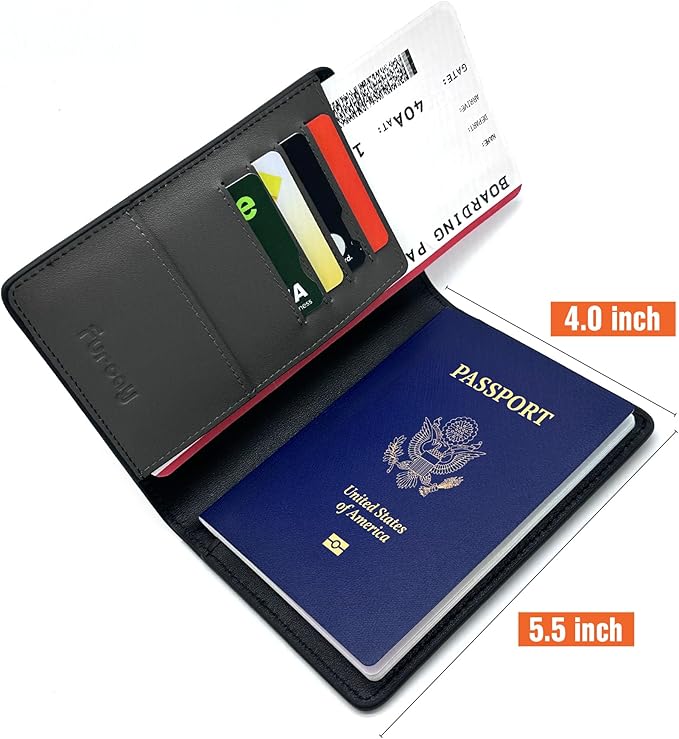Slim Nappa Leather RFID Blocking Passport Cover (Black/Gray) | Genuine Leather Passport Holder for Men and Women