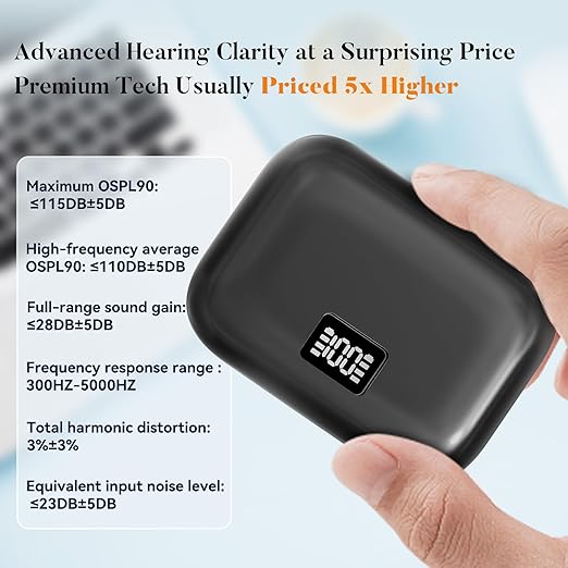 Rechargeable Hearing Aids for Seniors - Compact In-the-Ear Hearing Amplifiers with Adaptive Noise Reduction & Easy Controls | Long-Lasting Battery Discreet Invisible Design for Adults & Elderly