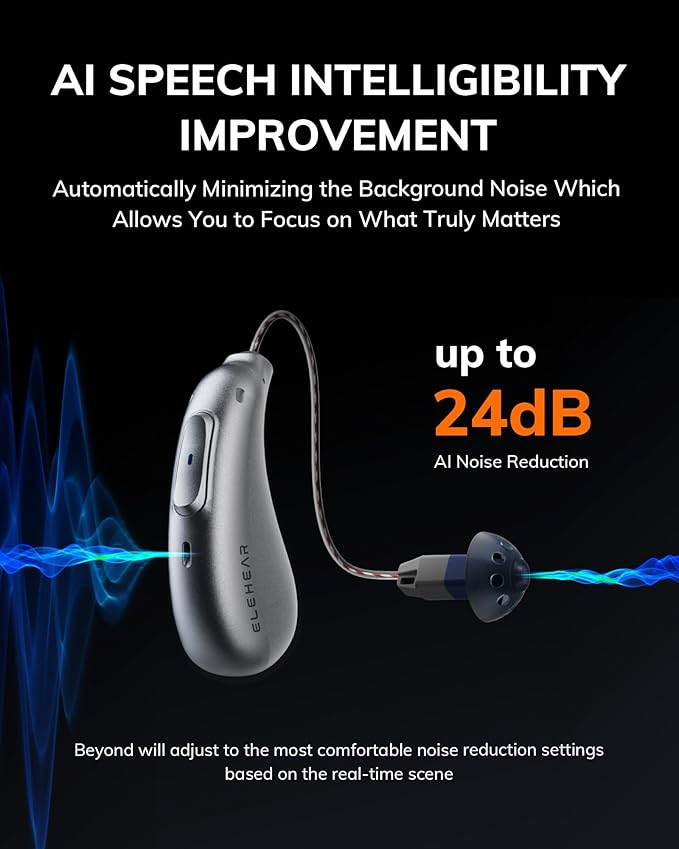 ELEHEAR-Beyond Hearing Aids, OTC Hearing Aids for Seniors and Adults with AI Powered Speech Enhancement and Tinnitus Masking, Superior Sound Quality, Bluetooth Enabled & App Control, Upgraded Receiver